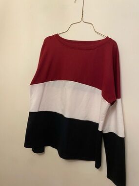 Women’s SHEIN Colorblock Long Sleeve Top - Red/White/Black size xl